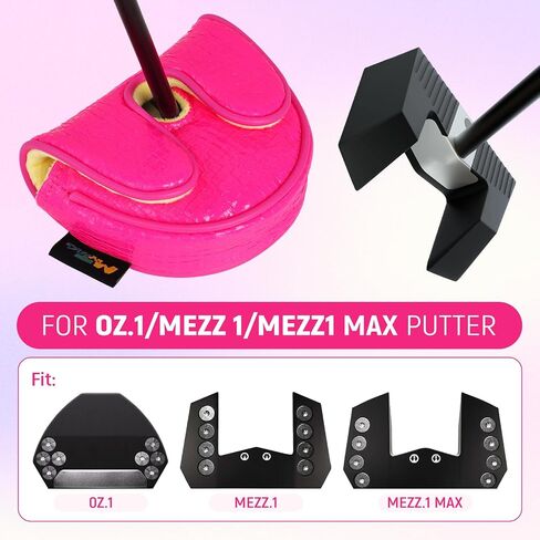 mytag Center Shaft Mallet Putter Cover for LAB Putters, DF3 OZ1 Putter Headcover for Women Magnetic Closure Shiny Pink in Saudi Arabia