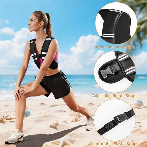 Smooth Surface Weighted Vest for Men Women with soft Silicone-Iron Polymer Fill for Even Weight & Stable Fit, Breathable Stretch Fabric, Reflective & Pocket, Workout Vest for Running, Training, Cardio in Saudi Arabia