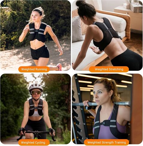 Smooth Surface Weighted Vest for Men Women with soft Silicone-Iron Polymer Fill for Even Weight & Stable Fit, Breathable Stretch Fabric, Reflective & Pocket, Workout Vest for Running, Training, Cardio in Saudi Arabia