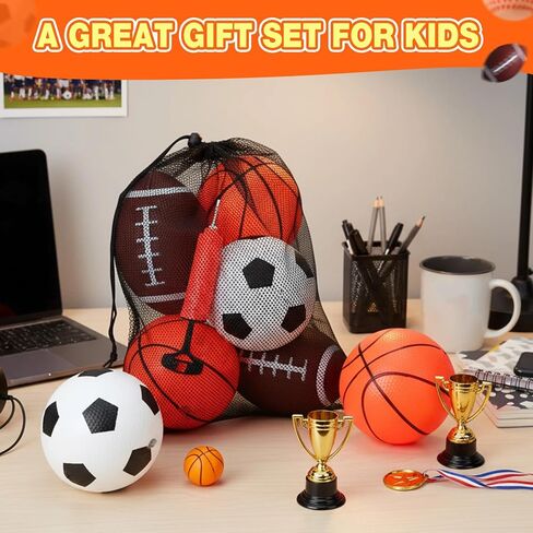 18 Pack Operation Christmas Balls Bulk for Child Kids 5" Soccer Ball Basketball 6.5" Football with Hand Pump Bag Christian Charity Donation Supplies Shoe Box Sports Gift for Toddlers in Saudi Arabia