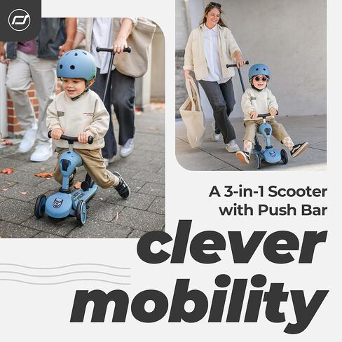 Scoot and Ride & Highwaykick 1 Push Go - 2 في 1 - On & er، مقود قابل للتعديل، تحويل بنقرة واحدة، لوحة قدم مضادة للانزلاق، خفيفة الوزن ومتينة - Wildberry in Kuwait