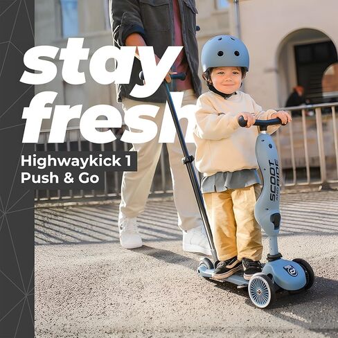 Scoot and Ride & Highwaykick 1 Push Go - 2 في 1 - On & er، مقود قابل للتعديل، تحويل بنقرة واحدة، لوحة قدم مضادة للانزلاق، خفيفة الوزن ومتينة - Wildberry in Kuwait
