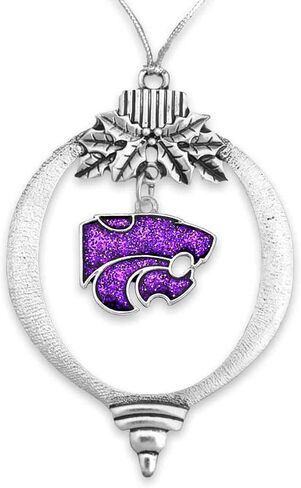 Kansas State Wildcats Glitter Charm Bulb Shape Silver Metal Christmas Ornament Gift Tree Decoration in Saudi Arabia