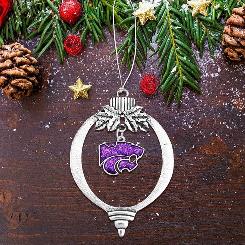 Kansas State Wildcats Glitter Charm Bulb Shape Silver Metal Christmas Ornament Gift Tree Decoration in Saudi Arabia