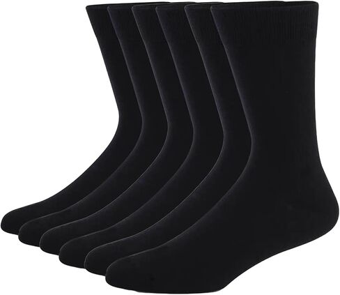 Men's Dress Socks, 6 Pair Cotton Crew Socks Cushioned Moisture Wicking for Work Hiking Walking Outdoor in Saudi Arabia