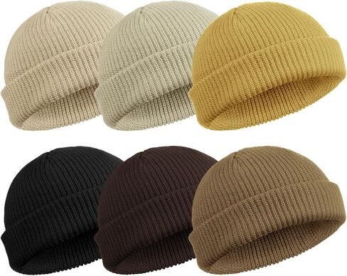 SATINIOR 6 Pieces Trawler Beanie Watch Hat Roll up Edge Skullcap Fisherman Beanie Unisex in Saudi Arabia