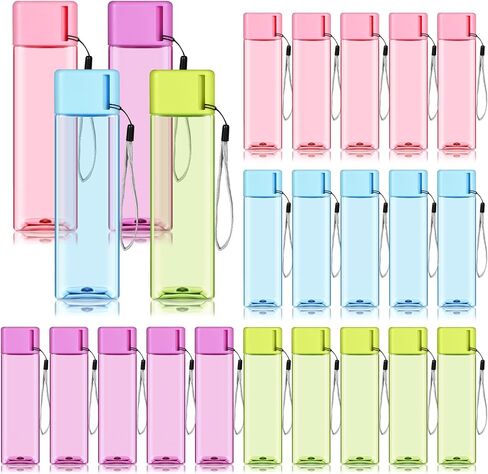 24 Pieces 17 oz Water Bottle Bulk Reusable Sports Drink Water Bottles Leak Portable Plastic Adults Drinking Cups for Outdoor Fitness (Colorful,Rectangle) in Saudi Arabia