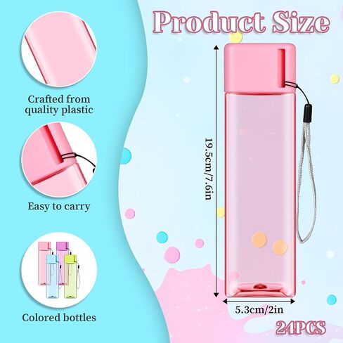 24 Pieces 17 oz Water Bottle Bulk Reusable Sports Drink Water Bottles Leak Portable Plastic Adults Drinking Cups for Outdoor Fitness (Colorful,Rectangle) in Saudi Arabia