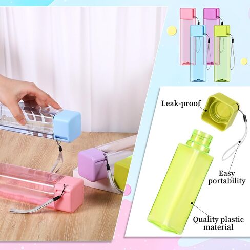 24 Pieces 17 oz Water Bottle Bulk Reusable Sports Drink Water Bottles Leak Portable Plastic Adults Drinking Cups for Outdoor Fitness (Colorful,Rectangle) in Saudi Arabia