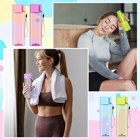 24 Pieces 17 oz Water Bottle Bulk Reusable Sports Drink Water Bottles Leak Portable Plastic Adults Drinking Cups for Outdoor Fitness (Colorful,Rectangle) in Saudi Arabia