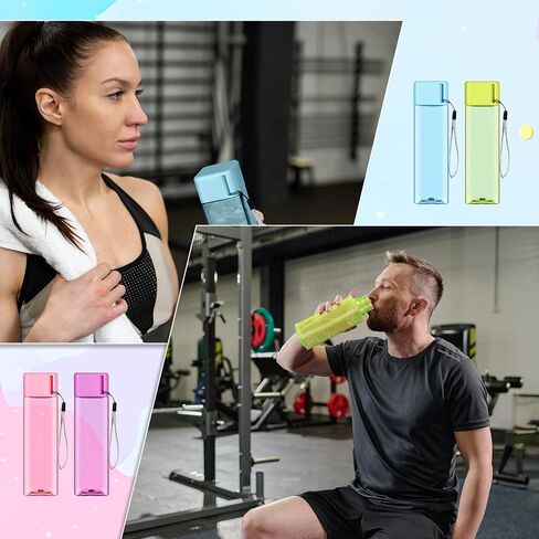 24 Pieces 17 oz Water Bottle Bulk Reusable Sports Drink Water Bottles Leak Portable Plastic Adults Drinking Cups for Outdoor Fitness (Colorful,Rectangle) in Saudi Arabia