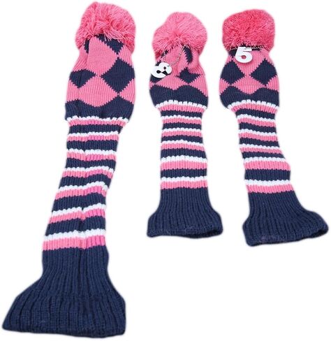 3pcs/Set Knit Pom Pom Golf Club Driver Fairway Wood Head Covers 1 3 5 Wood Covers in Saudi Arabia