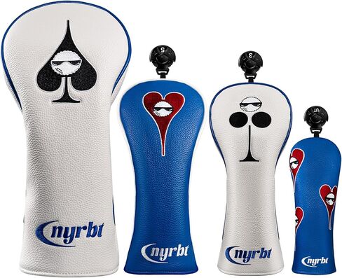 غطاء رأس نادي الجولف، عنصر البوكر، تصميم مطرز، إغلاق مغناطيسي، أنيق فاخر من جلد البولي يوريثان، غطاء رأس خشبي هجين من جلد البولي يوريثان in Kuwait