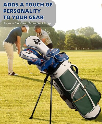 غطاء رأس نادي الجولف، عنصر البوكر، تصميم مطرز، إغلاق مغناطيسي، أنيق فاخر من جلد البولي يوريثان، غطاء رأس خشبي هجين من جلد البولي يوريثان in Kuwait