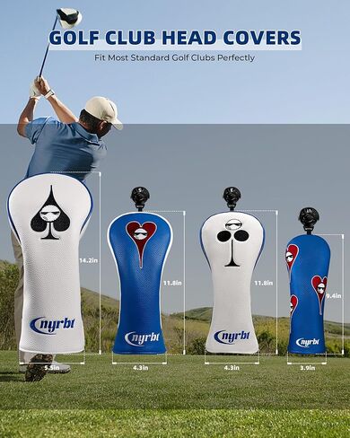 غطاء رأس نادي الجولف، عنصر البوكر، تصميم مطرز، إغلاق مغناطيسي، أنيق فاخر من جلد البولي يوريثان، غطاء رأس خشبي هجين من جلد البولي يوريثان in Kuwait