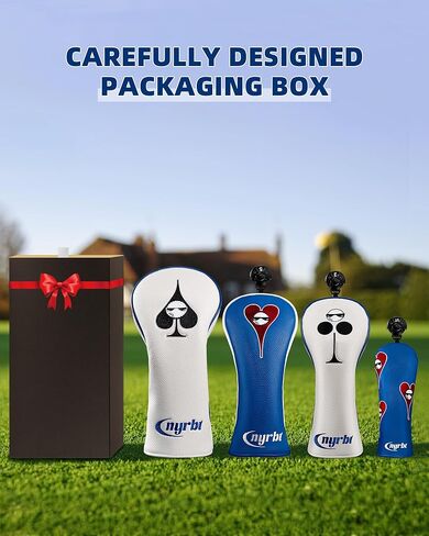 غطاء رأس نادي الجولف، عنصر البوكر، تصميم مطرز، إغلاق مغناطيسي، أنيق فاخر من جلد البولي يوريثان، غطاء رأس خشبي هجين من جلد البولي يوريثان in Kuwait