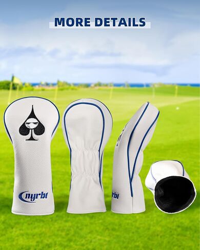 غطاء رأس نادي الجولف، عنصر البوكر، تصميم مطرز، إغلاق مغناطيسي، أنيق فاخر من جلد البولي يوريثان، غطاء رأس خشبي هجين من جلد البولي يوريثان in Kuwait