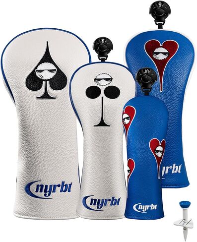 غطاء رأس نادي الجولف، عنصر البوكر، تصميم مطرز، إغلاق مغناطيسي، أنيق فاخر من جلد البولي يوريثان، غطاء رأس خشبي هجين من جلد البولي يوريثان in Kuwait