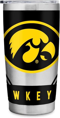 Rico Industries NCAA Iowa Hawkeyes Main 20oz Stainless Steel Tumbler with Lid - Great for Coffee, Tea, Water or Cocktails in Saudi Arabia