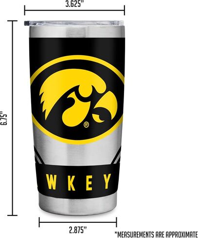 Rico Industries NCAA Iowa Hawkeyes Main 20oz Stainless Steel Tumbler with Lid - Great for Coffee, Tea, Water or Cocktails in Saudi Arabia