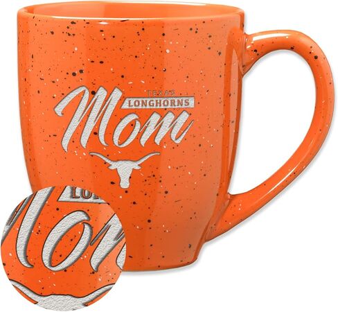 Rico Industries NCAA Texas Longhorns Mom 16 oz Team Color Laser Engraved Speckled Ceramic Coffee Mug in Saudi Arabia