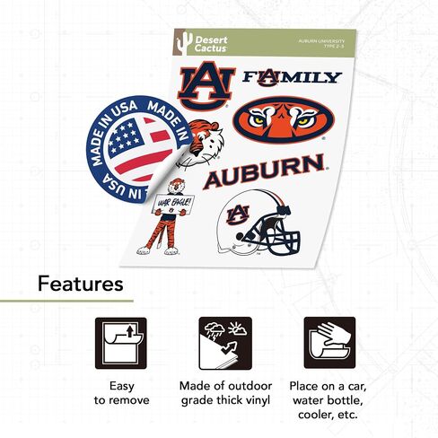 Desert Cactus Auburn University Sticker Tigers War Eagle Sticker Vinyl Decals Laptop Water Bottle Car T2 (Type 2-3) in Saudi Arabia