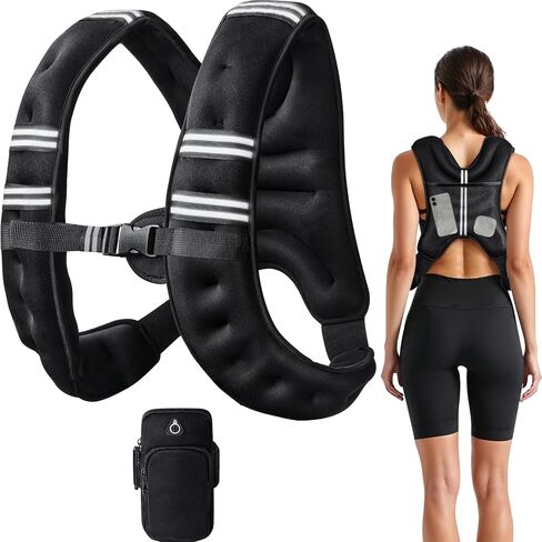 Weighted Vest, 6lb/8lb/12lb/16lb/20lb/25lb/30lb Weight Vest with Reflective Stripe, for Men Women Workout Equipment for Strength Training, Running, Jogging, Fitness, Weight Loss in Saudi Arabia