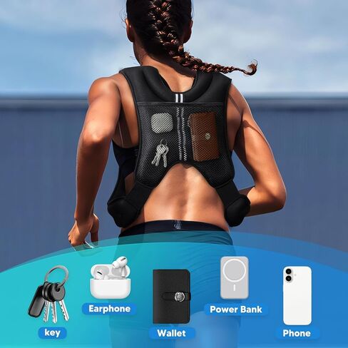 Weighted Vest, 6lb/8lb/12lb/16lb/20lb/25lb/30lb Weight Vest with Reflective Stripe, for Men Women Workout Equipment for Strength Training, Running, Jogging, Fitness, Weight Loss in Saudi Arabia
