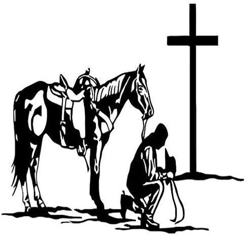 Cowboy Praying Printed Decal Sticker Graphic - Sticker Decal in Saudi Arabia