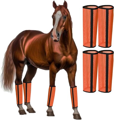 Fly Boots for Horses Set of 4 Breathable Textilene Mesh Horse Fly Boots with Stable Support & UV Protection, Comfortable Equine Boots, Reduces Stomping, Leg Fatigue & Hoof Damage.(Blue) in Saudi Arabia