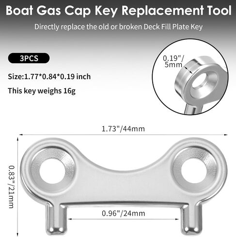 Boat Gas Cap Key, 3Pcs Stainless Steel Boat Gas Cap Key Replacement Tool for Marine Fuel Water Tank, Durable & Easy to Handle Wide Compatibility Marine Accessories in Saudi Arabia