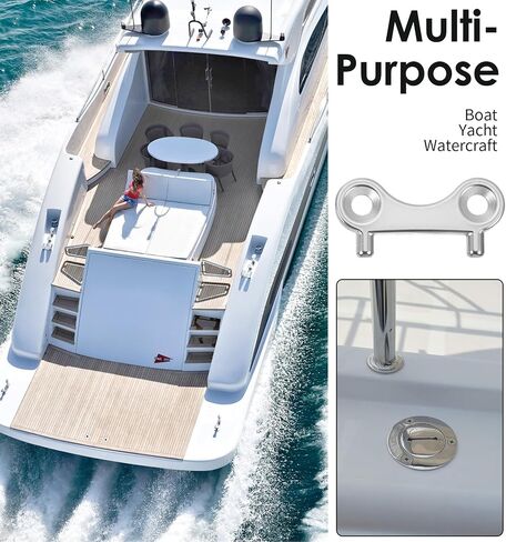 Boat Gas Cap Key, 3Pcs Stainless Steel Boat Gas Cap Key Replacement Tool for Marine Fuel Water Tank, Durable & Easy to Handle Wide Compatibility Marine Accessories in Saudi Arabia