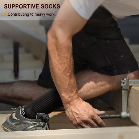 Men Sports Socks 6Pairs,Compression Crew Work Socks Cushioned for Men-Arch Compression Support in Saudi Arabia