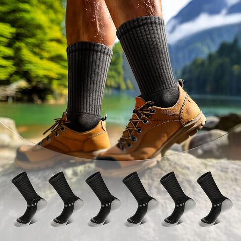 Men Sports Socks 6Pairs,Compression Crew Work Socks Cushioned for Men-Arch Compression Support in Saudi Arabia