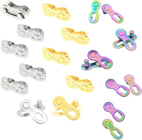 Bike Chain Connectors Master Link 6 Sizes 3 Colors Set of 16 Kinds Missing Link Quick Link Repair Parts Gold Silver Colorful Single Speed + 6/7/8/9/10/11/12 Speed in Saudi Arabia