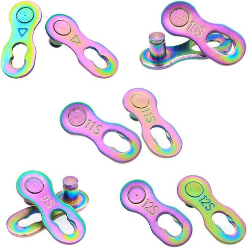 Bike Chain Connectors Master Link 6 Sizes 3 Colors Set of 16 Kinds Missing Link Quick Link Repair Parts Gold Silver Colorful Single Speed + 6/7/8/9/10/11/12 Speed in Saudi Arabia