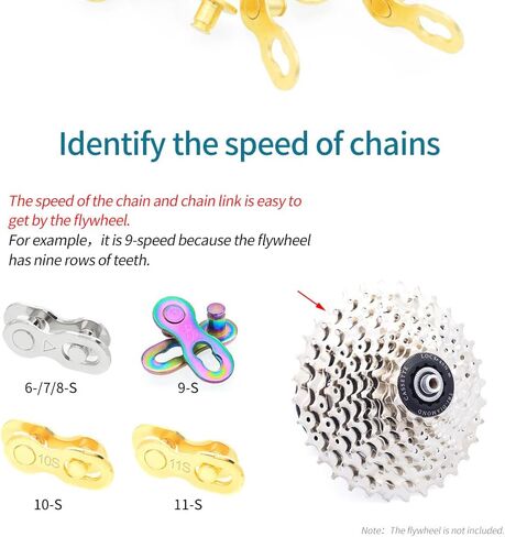 Bike Chain Connectors Master Link 6 Sizes 3 Colors Set of 16 Kinds Missing Link Quick Link Repair Parts Gold Silver Colorful Single Speed + 6/7/8/9/10/11/12 Speed in Saudi Arabia