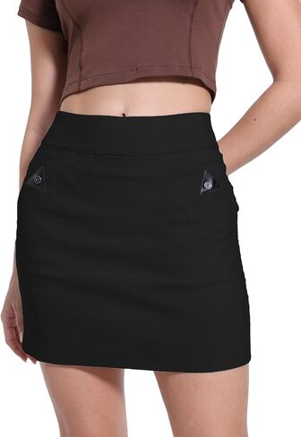 Women's Golf Skorts with 3 Pockets High Waist Stretch Athletic Golf Skirts Built-in Shorts, UPF 50+ Tennis Skirt in Saudi Arabia