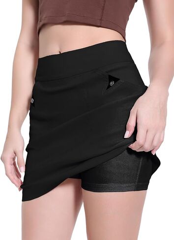 Women's Golf Skorts with 3 Pockets High Waist Stretch Athletic Golf Skirts Built-in Shorts, UPF 50+ Tennis Skirt in Saudi Arabia
