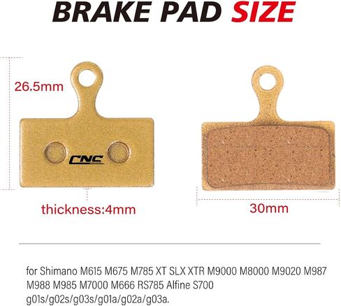 وسادات فرامل قرص الدراجة لـ Shimano Deore XTR M9000 M8000 M987 M988 M985 M615 M675 M785 XT SLX M7000 M666 RS785 g01s/g02s/g03s/g01a/g02a/g03a (الراتنج/شبه معدني/متعدد المعادن) in Kuwait
