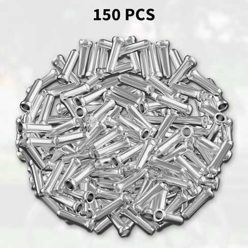 150 PCS Bike Cable End Caps - Aluminum Alloy Brake & Derailleur Cable Crimps for Road & Mountain Bicycles, Silver Bicycle Cables Tip & Wire End Caps, Bikes Wire End Cap Shifter Crimp Cables Ends in Kuwait