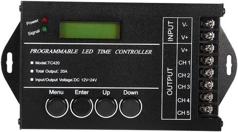 20A DC12V/24V 5-Channel RGBW LED Controller Programmable Multi-Function Timer Dimmer for RGB Dual Color Single Color LED Strip Lights Black in Saudi Arabia