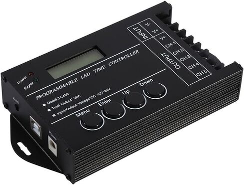 20A DC12V/24V 5-Channel RGBW LED Controller Programmable Multi-Function Timer Dimmer for RGB Dual Color Single Color LED Strip Lights Black in Saudi Arabia