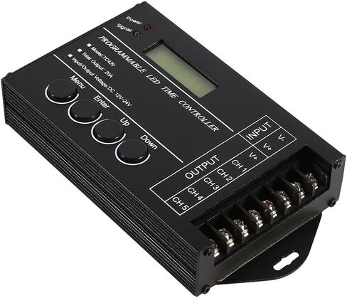 20A DC12V/24V 5-Channel RGBW LED Controller Programmable Multi-Function Timer Dimmer for RGB Dual Color Single Color LED Strip Lights Black in Saudi Arabia