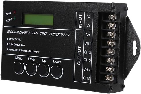 20A DC12V/24V 5-Channel RGBW LED Controller Programmable Multi-Function Timer Dimmer for RGB Dual Color Single Color LED Strip Lights Black in Saudi Arabia