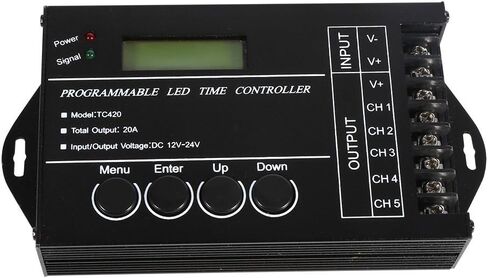20A DC12V/24V 5-Channel RGBW LED Controller Programmable Multi-Function Timer Dimmer for RGB Dual Color Single Color LED Strip Lights Black in Saudi Arabia