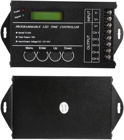 20A DC12V/24V 5-Channel RGBW LED Controller Programmable Multi-Function Timer Dimmer for RGB Dual Color Single Color LED Strip Lights Black in Saudi Arabia