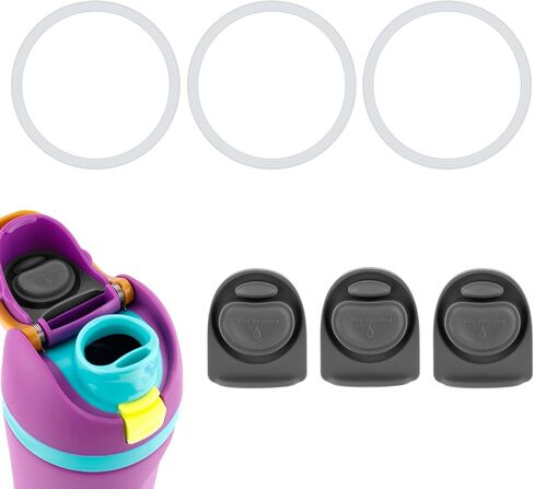 BOXOB 3pcs Bottle O Seal Ring & 3pcs Replacement Stoppers for Owala Freesip Cap, Silicone BPA Free Water Bottle Top Lid Gasket Parts for Owala Freesip 16/19/24/32/40oz in Saudi Arabia