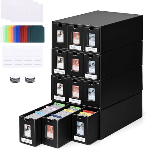 Trading Card Storage Box,[Viewing Windows] 12000+ Cardboard Cards Organizer Box with 48 Dividers for 5800+ Double-Sleeved Cards, for TCG,MTG,YuGiOh,PTCG, Game Sports Cards in Saudi Arabia