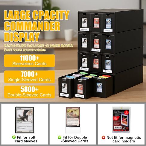 Trading Card Storage Box,[Viewing Windows] 12000+ Cardboard Cards Organizer Box with 48 Dividers for 5800+ Double-Sleeved Cards, for TCG,MTG,YuGiOh,PTCG, Game Sports Cards in Saudi Arabia